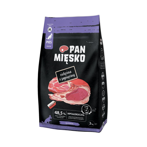 PAN MIĘSKO Veal with lamb M - suché krmivo pro psy - 3kg - Fotogalerie 1