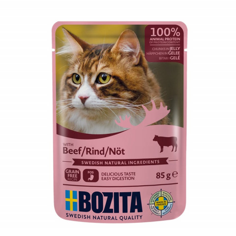 BOZITA Beef Chunks in jelly - mokré krmivo pro kočky - 85g - Fotogalerie 1