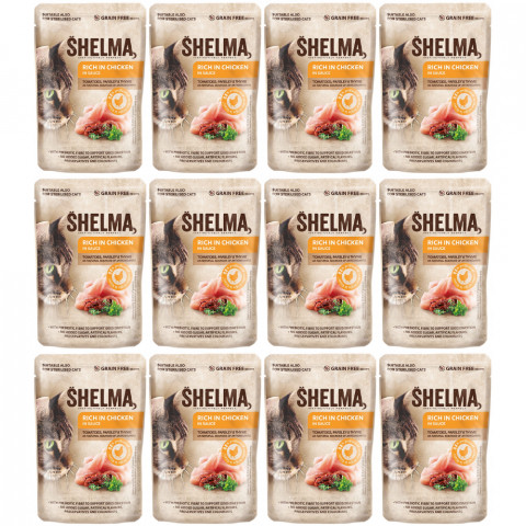 SHELMA Rich in chicken in sauce - mokré krmivo pro kočky - 12x85g - Fotogalerie 1