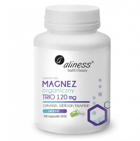 ALINESS Organic Magnesium TRIO 120 mg with B6 (P-5-P) – doplněk stravy – 100 kapslí - Fotogalerie 1