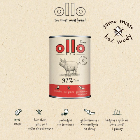 OLLO Pure Pork - vlhké krmivo pro psy - 850g - Fotogalerie 6
