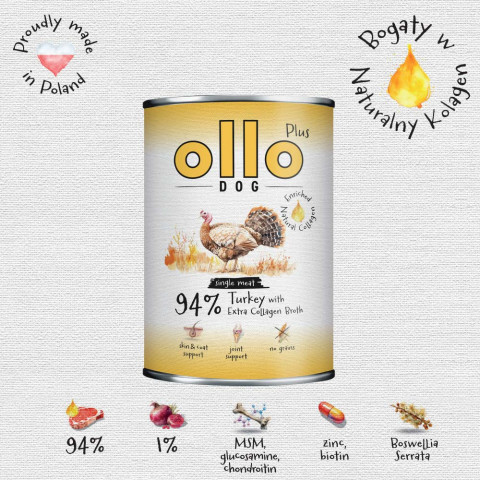 OLLO Plus Collagen Mono Turkey - vlhké krmivo pro psy - 800g - Fotogalerie 3