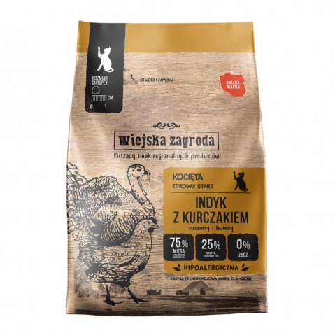 WIEJSKA ZAGRODA Kitten Turkey with chicken - suché krmivo pro kočky - 400g - Fotogalerie 1