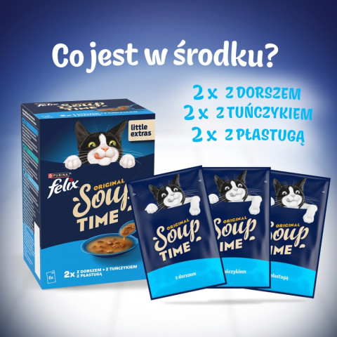 PURINA Felix Original Soup Time Box Fish - mokré krmivo pro kočky - 6x48g - Fotogalerie 5