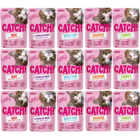 CATCH MIX příchutí - mokré krmivo pro kočky - 30x85g - Fotogalerie 1