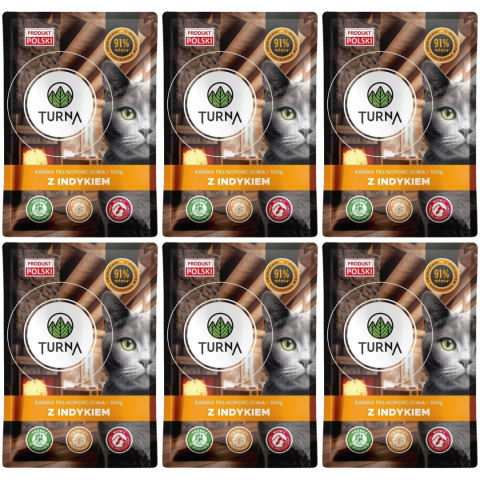 TURNA Cats s krůtou – mokré krmivo pro kočky – 6x100g - Fotogalerie 1