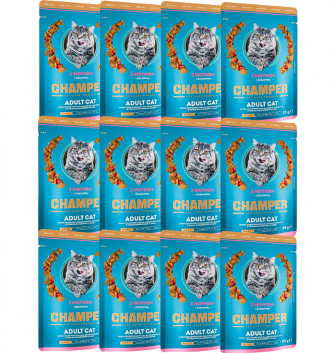 CHAMPER Krůta s brusinkami - mokré krmivo pro kočku - 12x85 g - Fotogalerie 1