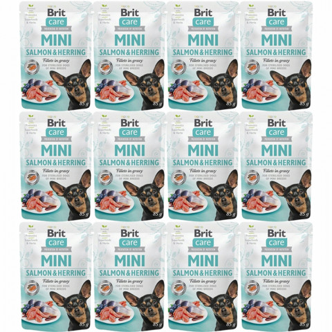 BRIT Care Mini Losos & Sleď Sterilized - mokré krmivo pro psy - 12x85g - Fotogalerie 1