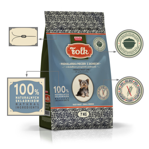 FOLK Small breeds Podhale-style lamb roast with quail and parsley - suché krmivo pro psy - 7kg - Fotogalerie 4