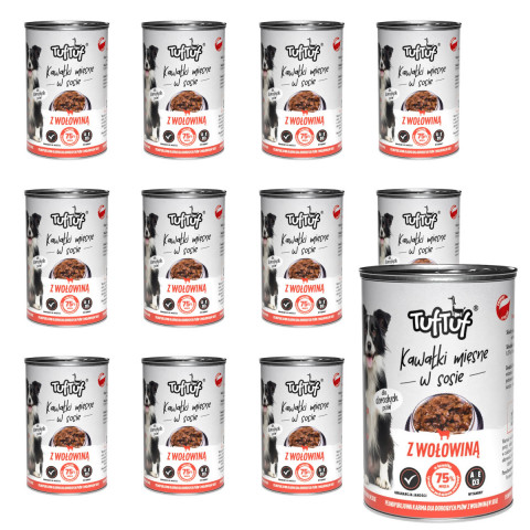 TUF TUF Meaty chunks with beef - vlhké krmivo pro psy - 12x1250g - Fotogalerie 1