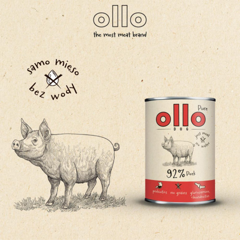 OLLO Pure Pork - vlhké krmivo pro psy - 850g - Fotogalerie 5