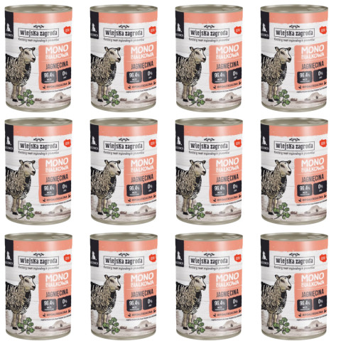 WIEJSKA ZAGRODA Štěňata Monoprotein Jehněčí - mokré krmivo pro psy - 12x400g - Fotogalerie 1
