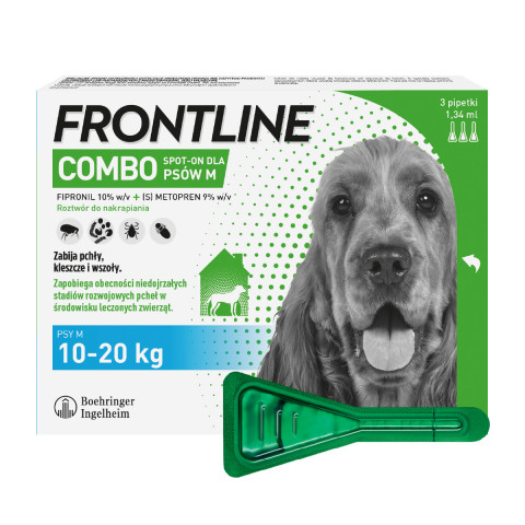 FRONTLINE Spot- on Combo M kapky proti parazitům pro psy 10 - 20 kg, 3 x 1,34 ml - Fotogalerie 1