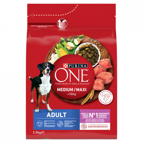 PURINA One Adult Medium/Maxi Rich in lamb with rice - suché krmivo pro psy - 2,5kg - Fotogalerie 1