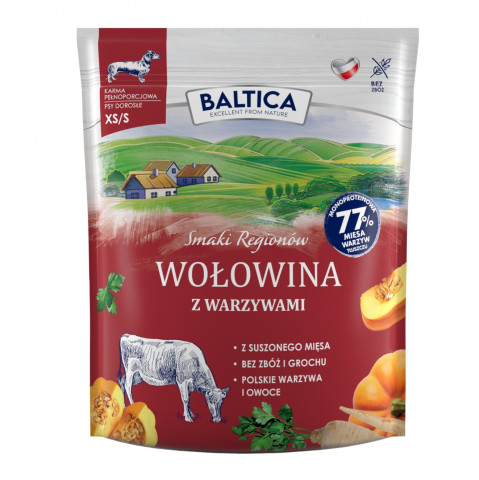 BALTICA Smaki regionów Beef with vegetables Small breeds Mono - suché krmivo pro psy - 1kg - Fotogalerie 1