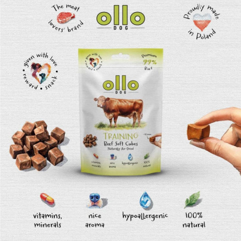 OLLO Air Dried Training Beef Cubes - pamlsek pro psa - 80g - Fotogalerie 3