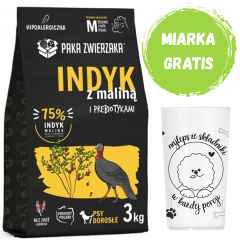 PAKA ZWIERZAKA krůta s malinami M - suché krmivo pro psy - 3kg + GRATIS - Fotogalerie 1