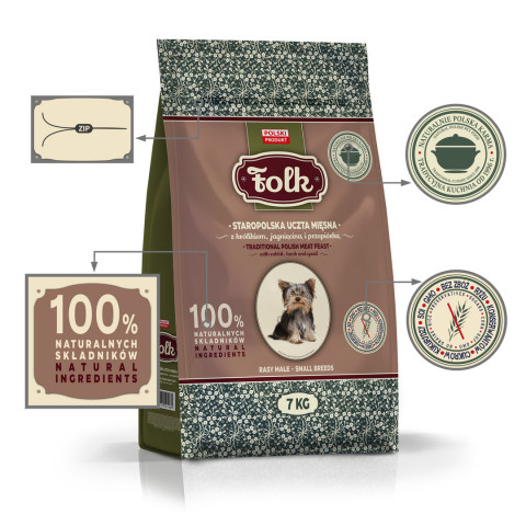 FOLK Small breeds Traditional polish meat feast with rabbit, lamb and quail - suché krmivo pro psy - 7kg - Fotogalerie 4