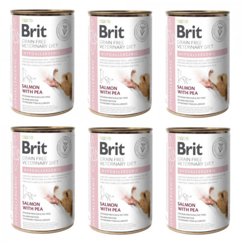 BRIT Grain Free Vet Diets Dog Hypoallergenic Losos & Hrášek - mokré krmivo pro psy - 6x400g - Fotogalerie 1