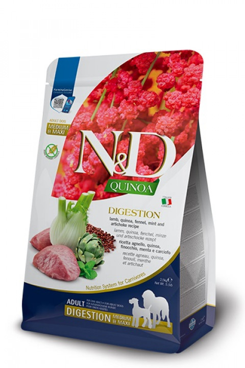 FARMINA N&D Quinoa Digestion Adult Medium Maxi Lamb suché krmivo pro psy - 7 kg. - Fotogalerie 1