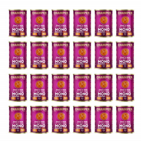 CHAMPER Coat & Skin monoproteinový krůtí – mokré krmivo pro psa – 24×400 g - Fotogalerie 1