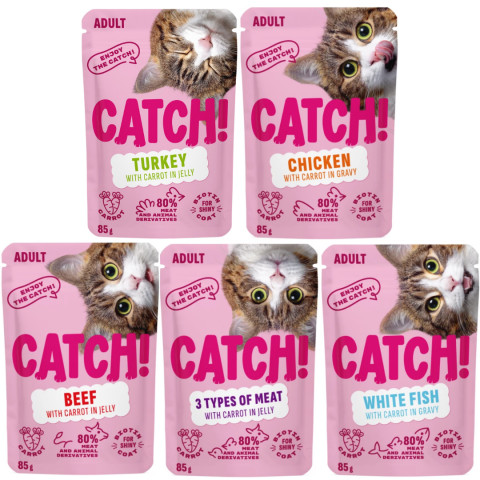 CATCH MIX příchutí - mokré krmivo pro kočky - 5x85g - Fotogalerie 1