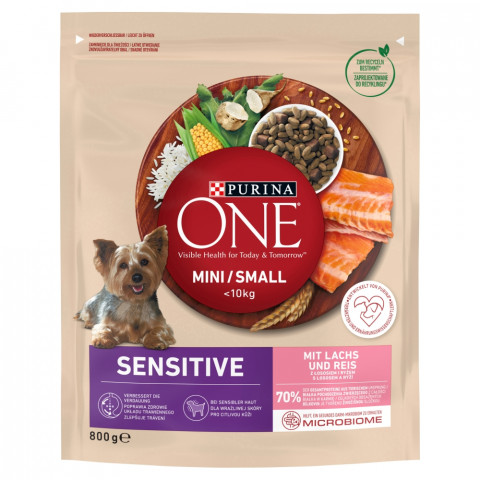 PURINA One Mini/Small Sensitive Salmon, rice - suché krmivo pro psy - 800 g - Fotogalerie 1