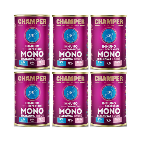 CHAMPER Immuno monoproteinový losos – mokré krmivo pro psa – 6×400 g - Fotogalerie 1