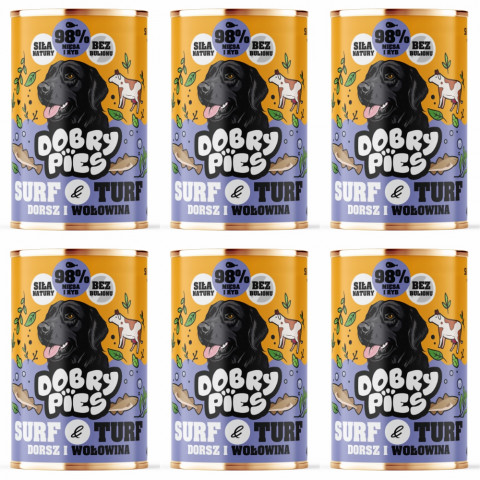 DOBRY PIES Surf & Turf Trout and beef - vlhké krmivo pro psy - 6x400g - Fotogalerie 1