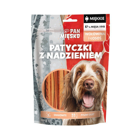 PAN MIĘSKO Sticks with beef and salmon filling - pamlsek pro psa - 100g - Fotogalerie 1
