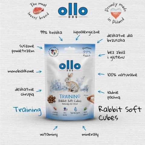 OLLO Air Dried Training Rabbit Cubes - pamlsek pro psa - 80g - Fotogalerie 4