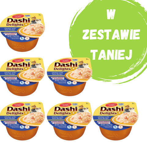 INABA Dashi Delights kuře a tuňák ve vývaru - pochoutka pro kočky - 3x70 g + 1x70 g Zdarma! - Fotogalerie 1
