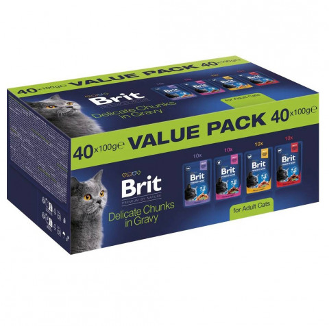 BRIT Premium by Nature Value pack Adult Box - mokré krmivo pro kočky - 40x100g - Fotogalerie 1