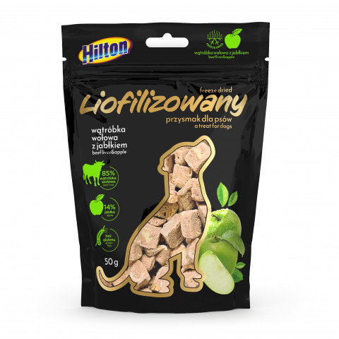 HILTON Freeze-dried treats with with beef liver and apple - pamlsek pro psa - 50g - Fotogalerie 1
