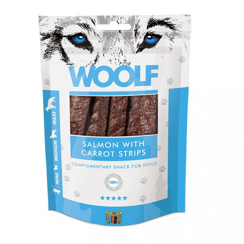 WOOLF Salmon with carrot strips - pamlsek pro psa - 100g - Fotogalerie 1