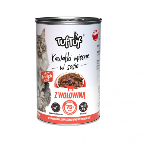 TUF TUF Pieces of meat in sauce with beef - mokré krmivo pro kočky - 415g - Fotogalerie 1
