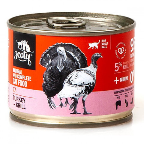 3COTY 17. Turkey and krill - mokré krmivo pro kočky - 12x180g - Fotogalerie 6