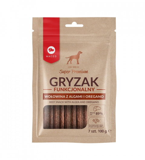 MACED Beef snack with algea and oregano - žvýkačka pro psy - 100g - Fotogalerie 1