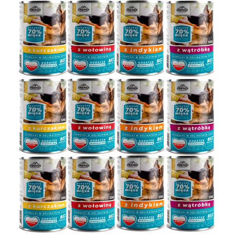 FRENDI kousky v jemné omáčce MIX příchutí - mokré krmivo pro psy - 12x1250g - Fotogalerie 1