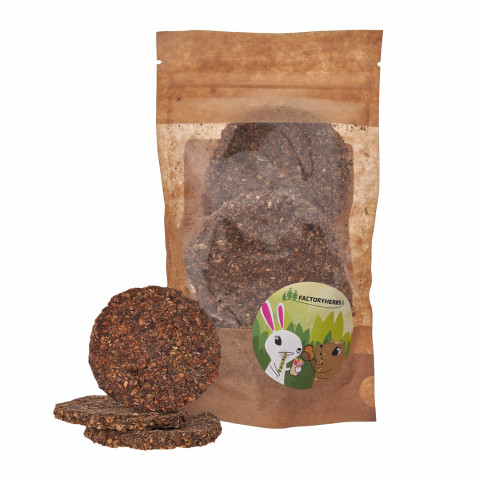 FACTORYHERBS Pastinákové sušenky s jitrocelem a lněným semínkem - pochoutka pro hlodavce a králíky - 70g - Fotogalerie 1