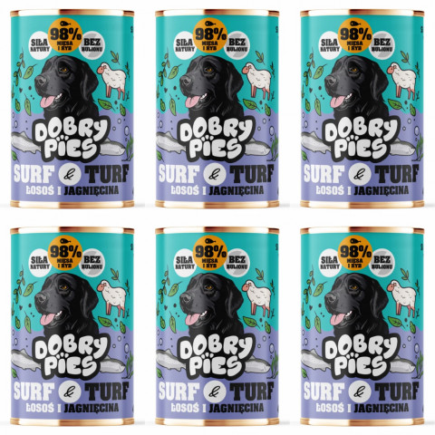 DOBRY PIES Surf & Turf Salmon and lamb - vlhké krmivo pro psy - 6x400g - Fotogalerie 1