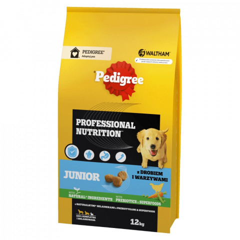 PEDIGREE Professional Nutrition Junior with poultry and vegetables, medium and large breeds - suché krmivo pro psy - 12 kg - Fotogalerie 1