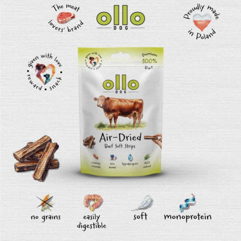 OLLO Air-Dried Beef strips - pamlsek pro psa - 80g - Fotogalerie 3