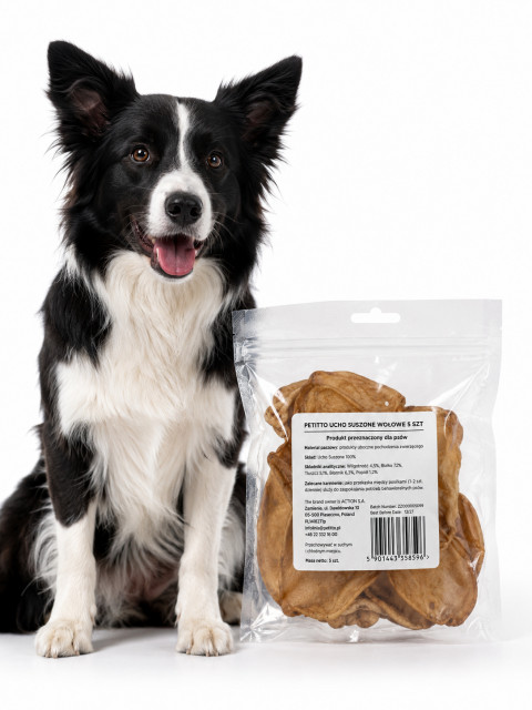 PETITTO Dried beef ear Mono - pamlsek pro psa - 5 ks - Fotogalerie 3