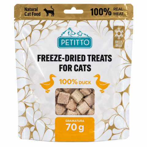 PETITTO Freeze-dried duck treats - pamlsek pro kočky - 70g - Fotogalerie 1