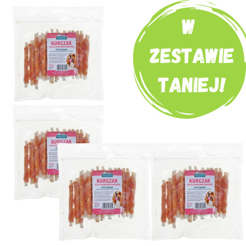 PETITTO Tyčinky obalené kuřetem - pamlsek pro psy - 4x500g - Fotogalerie 1