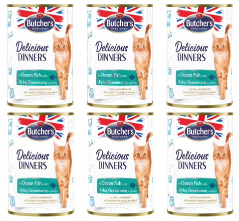 BUTCHER'S Delicious dinners Kousky s mořskou rybou v želé - mokré krmivo pro kočky - 6x400g - Fotogalerie 1