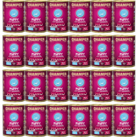CHAMPER Puppy monoproteinové hovězí – mokré krmivo pro štěně – 24×400 g - Fotogalerie 1