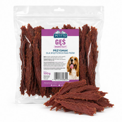 PETITTO Soft goose fillets - pamlsek pro psa - 500g - Fotogalerie 4