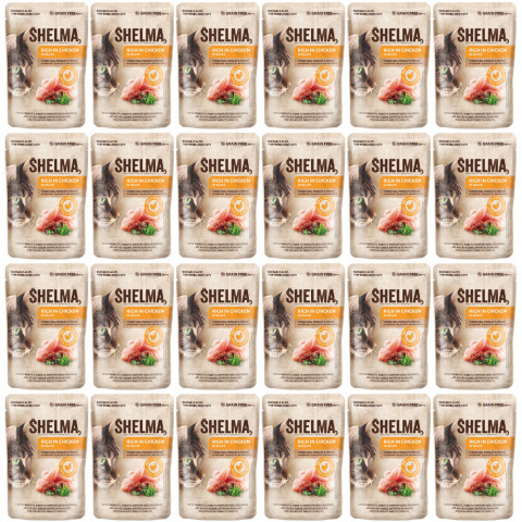 SHELMA Rich in chicken in sauce - mokré krmivo pro kočky - 24x85g - Fotogalerie 1